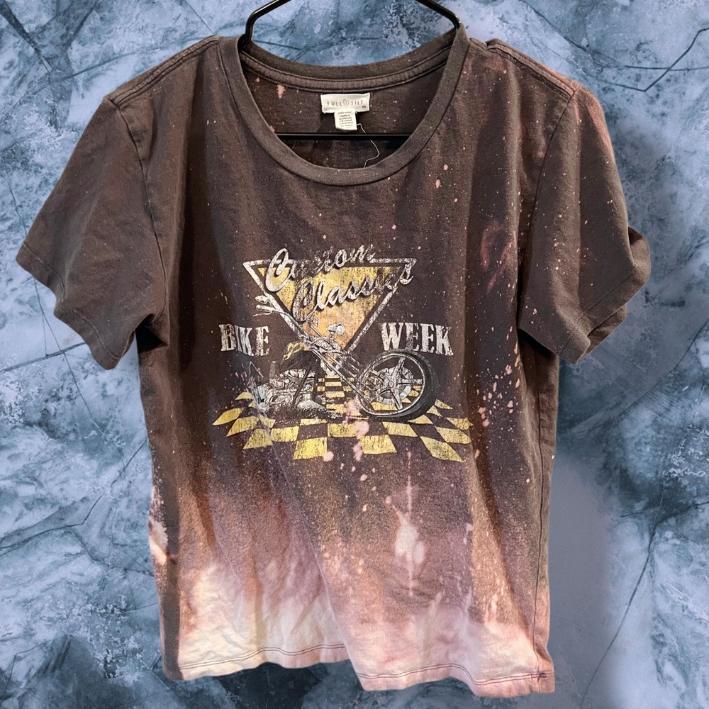 Custom Bleach Tie Dye Bike Week Graphic T-Shirt